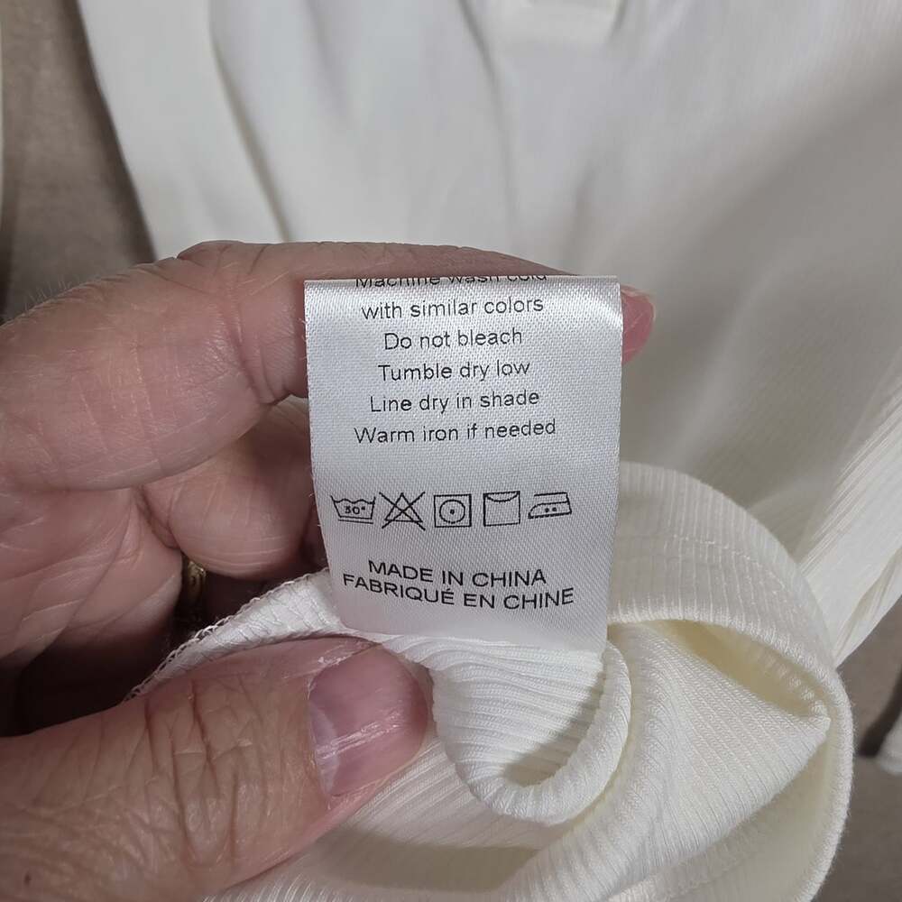 Ribbed Long Sleeve Henley Gold Snapp Womens Size S White - Picture 7 of 10